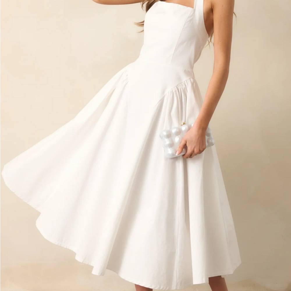 NEW Red Dress Boutique White Cotton Halter Drop Waist Maxi Dress